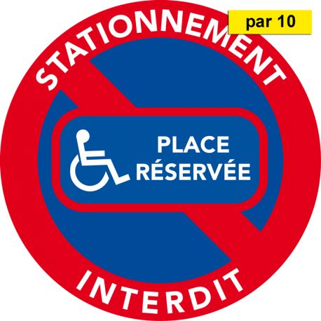 Autocollants stationnement interdit sur place réservée aux handicapés